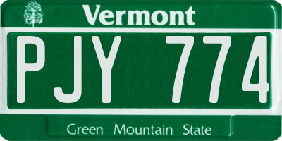 VT license plate PJY774