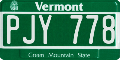 VT license plate PJY778