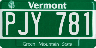 VT license plate PJY781