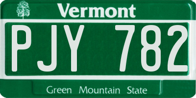 VT license plate PJY782