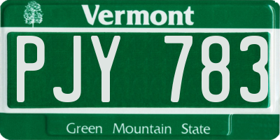 VT license plate PJY783