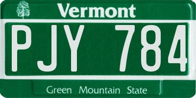 VT license plate PJY784