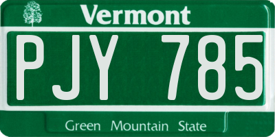 VT license plate PJY785