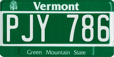 VT license plate PJY786