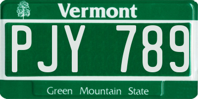VT license plate PJY789