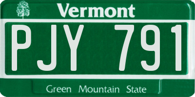 VT license plate PJY791