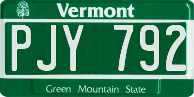 VT license plate PJY792