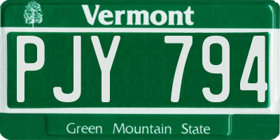 VT license plate PJY794
