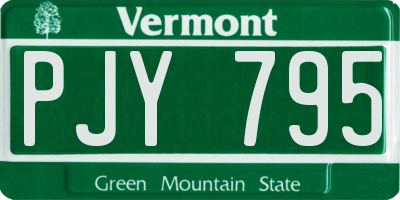 VT license plate PJY795