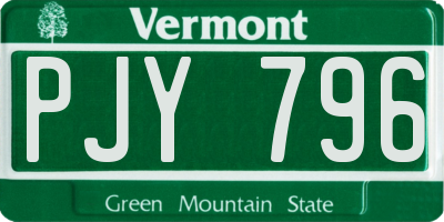 VT license plate PJY796