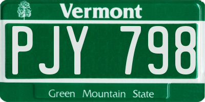 VT license plate PJY798