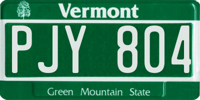 VT license plate PJY804