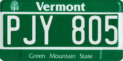 VT license plate PJY805