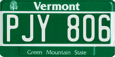 VT license plate PJY806