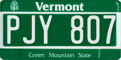 VT license plate PJY807