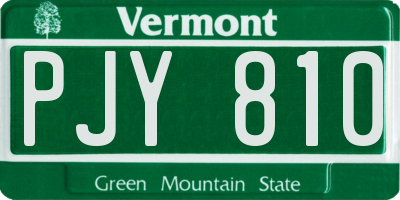VT license plate PJY810