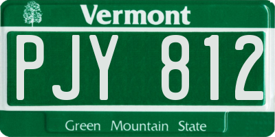 VT license plate PJY812