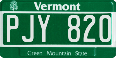 VT license plate PJY820