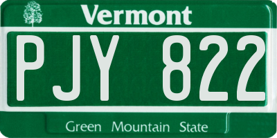 VT license plate PJY822