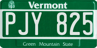 VT license plate PJY825