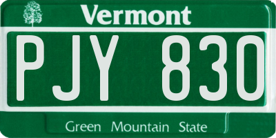 VT license plate PJY830