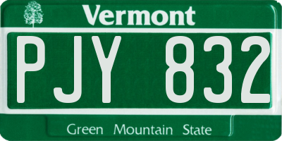 VT license plate PJY832