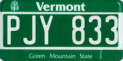 VT license plate PJY833