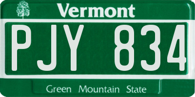 VT license plate PJY834