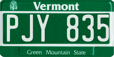 VT license plate PJY835