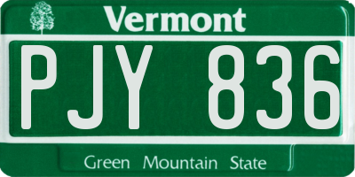 VT license plate PJY836