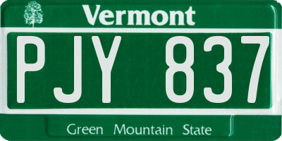 VT license plate PJY837
