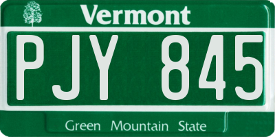 VT license plate PJY845