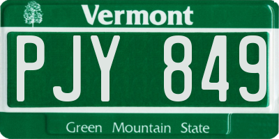 VT license plate PJY849