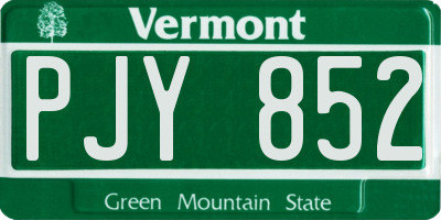 VT license plate PJY852