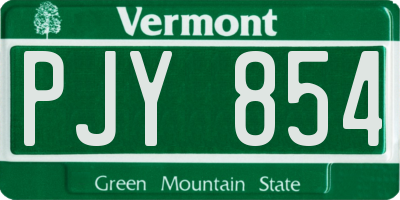 VT license plate PJY854