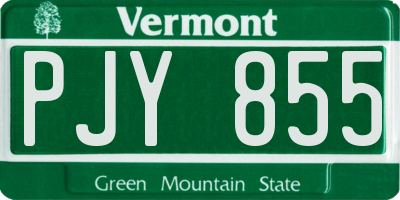 VT license plate PJY855