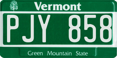 VT license plate PJY858