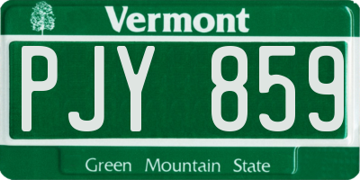 VT license plate PJY859