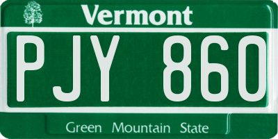 VT license plate PJY860