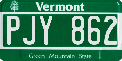 VT license plate PJY862