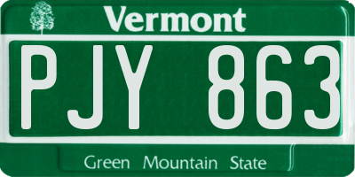 VT license plate PJY863
