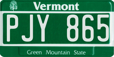 VT license plate PJY865