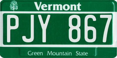 VT license plate PJY867