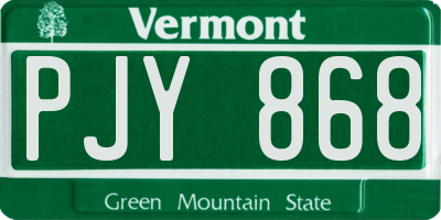 VT license plate PJY868