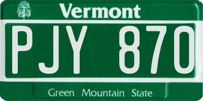 VT license plate PJY870
