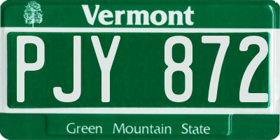 VT license plate PJY872