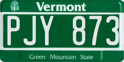 VT license plate PJY873