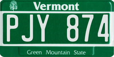 VT license plate PJY874