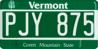 VT license plate PJY875