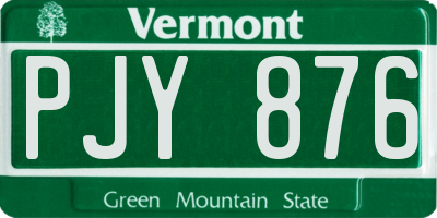 VT license plate PJY876